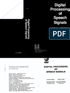 digital processing of speech signals rabiner and schafer pdf